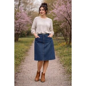 Gitano Vintage Denim Skirt Womens 12 Blue Western Cowgirl Y2K Jean Festival